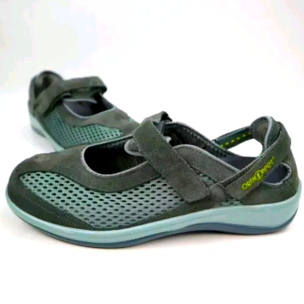 Orthofeet Women's Sanibel Shoe sz 5.5 D W Gray Comfort Mary Jane Flats Excellent